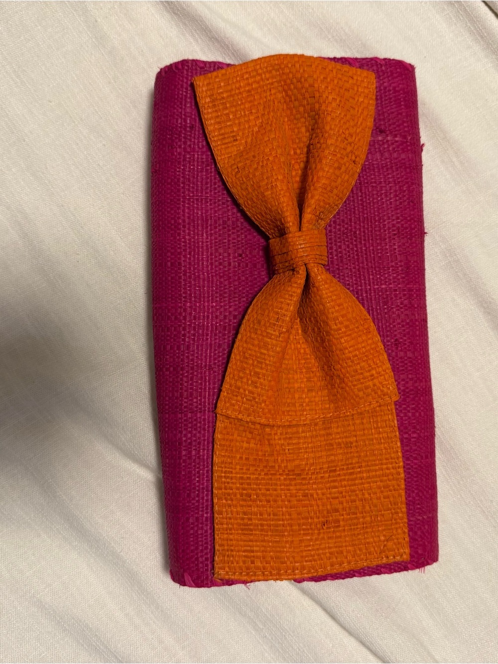 Mar Y Sol Pink & Orange Raffia Clutch / Wallet 🌺